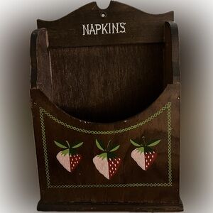 Strawberry Design Wooden Napkin Holder